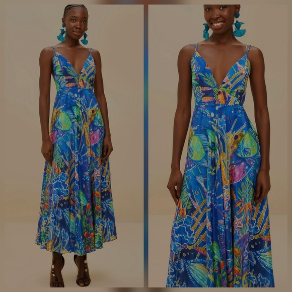 Farm Rio Blue Sealife Maxidress